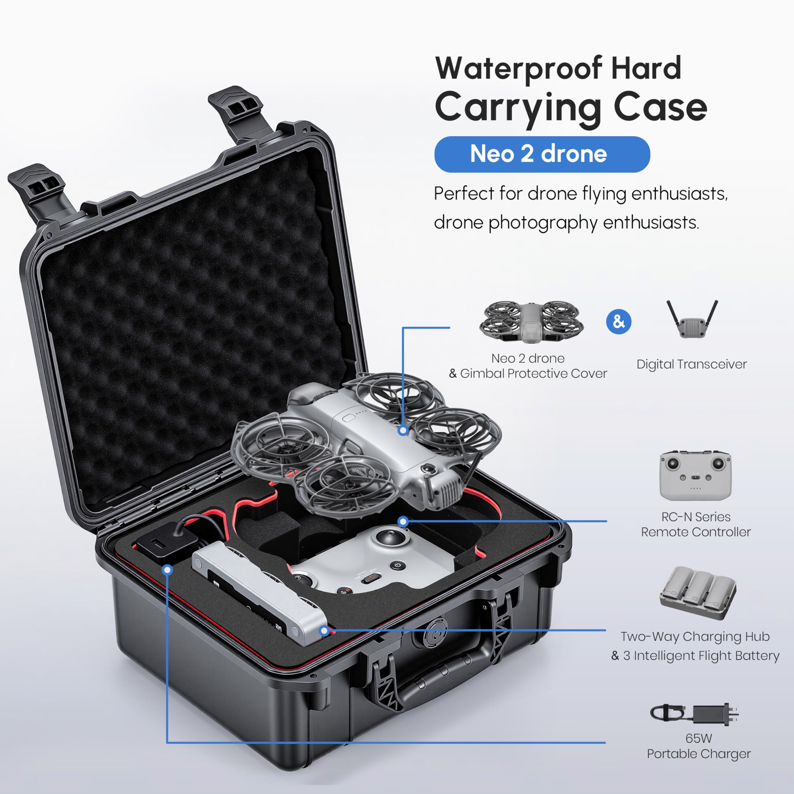 Drone Lidar - NEO 2 Case,Waterproof Hard Carrying Case